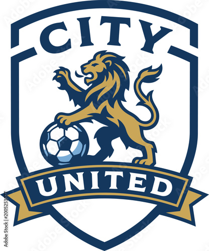 City United Football Club Emblem with Lion Mascot