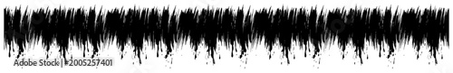 Foto Sharp fiber texture strip with dense black strands in distressed brush style