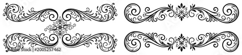 Fotografia Ornate floral scrollwork borders with elegant swirls in vintage baroque style