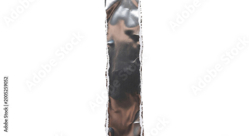 Obraz na plátně Metallic foil ripped paper strip with silver sheen effect.