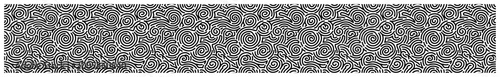 Dense fine line spiral pattern banner with detailed swirling texture in minimalist style