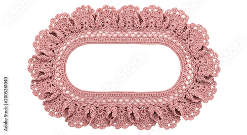 Obraz na plátně Oval crochet lace doily frame for decoration and design.