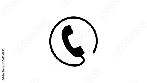 Phone Call Icon With Circular Line Symbolizing Customer Service, Contact And Support