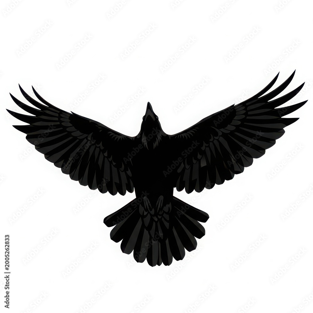 Obraz premium Black eagle bird with wings spread in flight silhouette