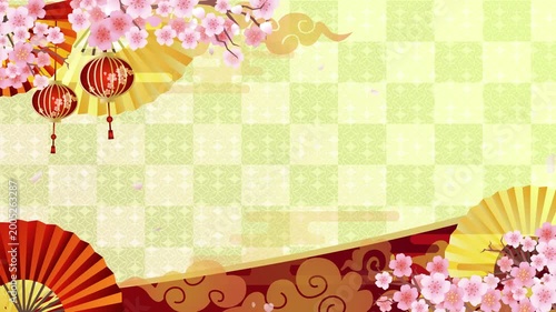 中華風桜の花びら背景