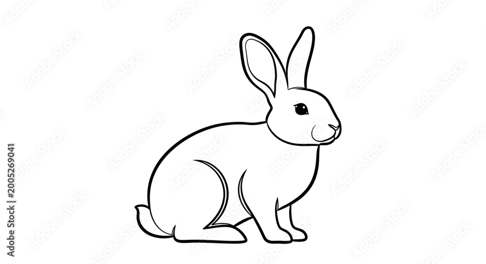 Obraz premium Cute Rabbit Drawing - Outline Illustration of a Bunny