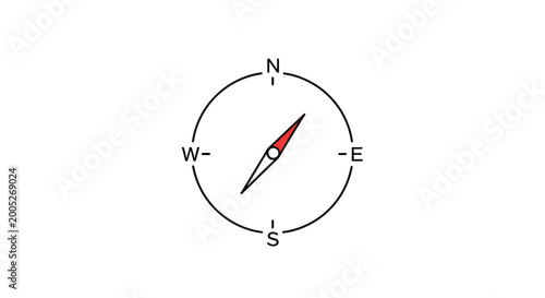 Fényképezés Compass icon with cardinal directions on white background