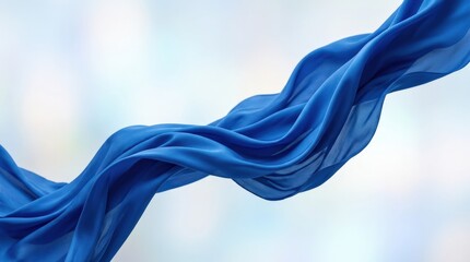 Floating blue fabric in a clean abstract composition, elegant motion background for fashion, beauty and premium branding themes, smooth folds and airy movement creating graceful visual depth and