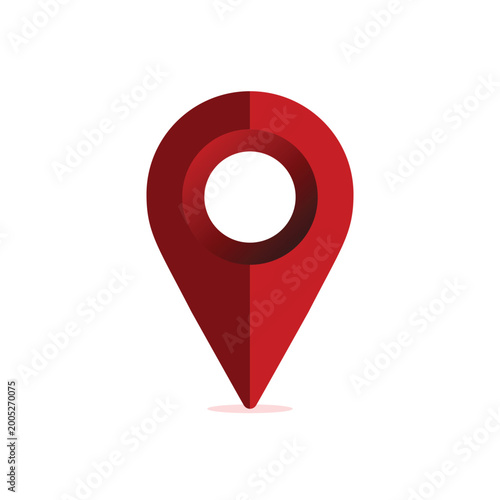 Red 3D Location Pin Map Marker Icon on White Background