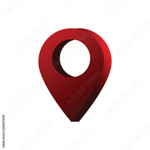 Glossy Red 3D Location Pin Map Marker Icon