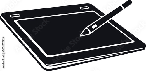 Slika na platnu Digital drawing tablet with stylus pen vector illustration.