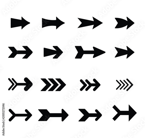 Arrow icon set. Arrows vector collection. Arrow. Black arrow icons. Cursor. Different arrow signs.