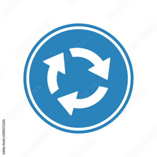Free Download Roundabout Sign: A clear and concise depiction of a roundabout road sign, guiding drivers towards smooth traffic flow. - GFXLoad