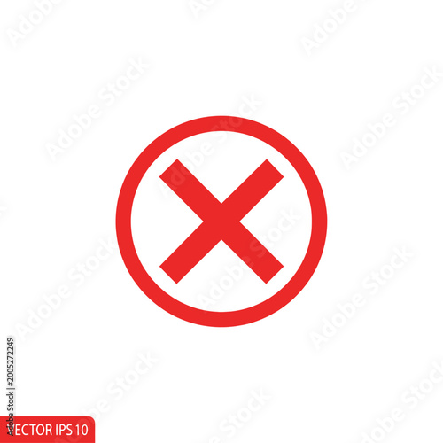 Free Download Red X Mark: A vivid red X mark, prominently displayed within a circular frame, signifies rejection, error, or negation, clearly communicating a negative concept. - GFXLoad