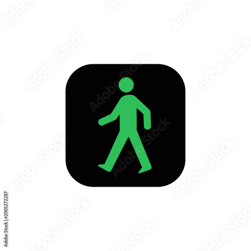 Tableau sur toile Pedestrian Crossing Sign: A clear and concise symbol of safety, this vibrant green pedestrian signal indicates the right of way for foot traffic