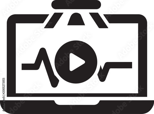 Video Player on Laptop with Audio Waveform