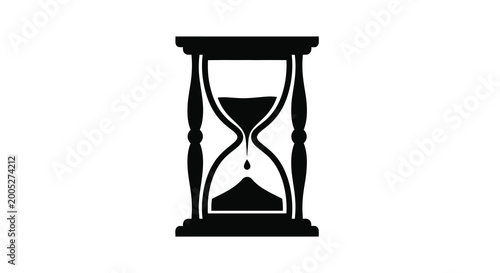 Картината върху платно Hourglass silhouette on a white background a classic timekeeping device in black
