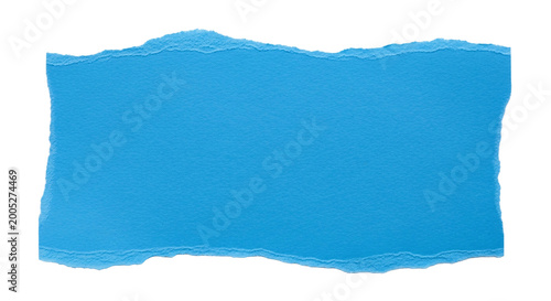 Torn blue paper with white ripped edges isolated.