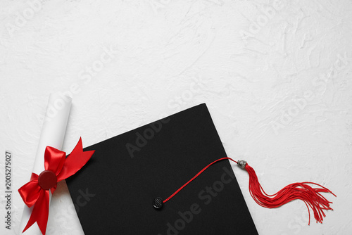 Graduation hat and diploma ...