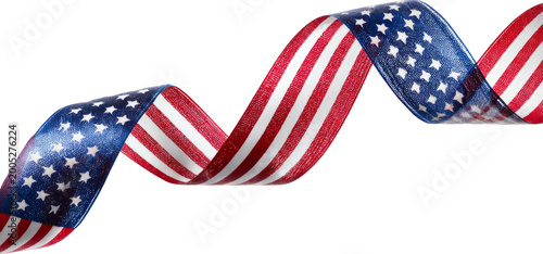 USA flag ribbon wavy isolated on white