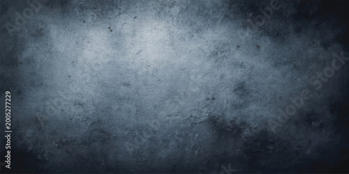 Tableau sur toile Cool blue toned textured background with light spotlight blue grey low key textu