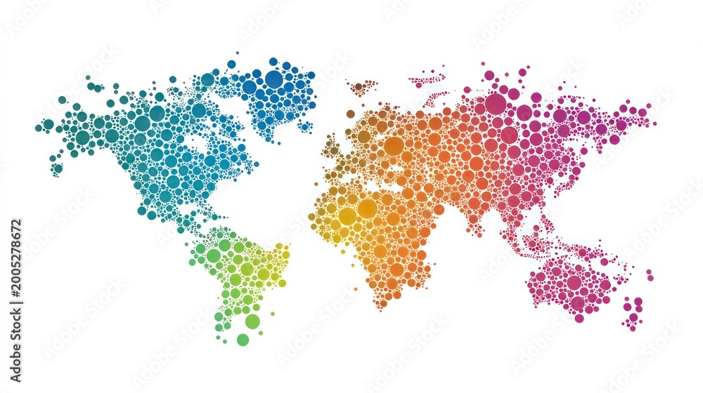 Fototapeta premium Colorful world map made of circles.