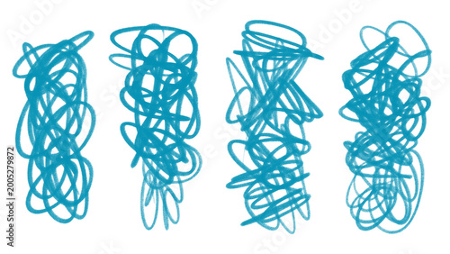 Obraz na plátně Set of four messy tosca pencil scribbles with organic graphite texture