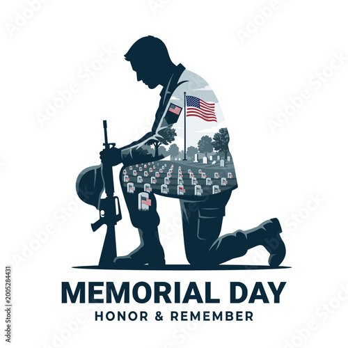 Foto Memorial Day Soldier Silhouette Vector Honor and Remember