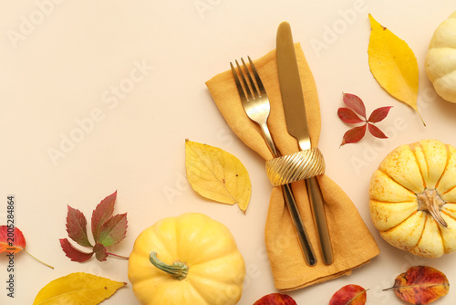 Stylish cutlery with fresh ...