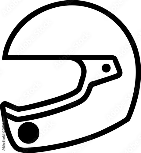 Racing helmet illustration representing speed, safety, and competition within a circular frame, emphasizing a dynamic and professional motorsport concept with minimalist lines