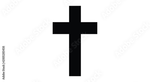 Εκτύπωση καμβά Black christian cross silhouette on a white background simple religious symbol i