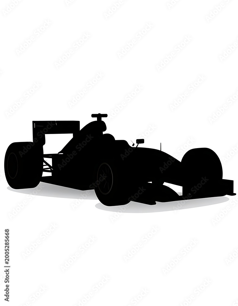 Fototapeta premium A black silhouette of a race car on a white background