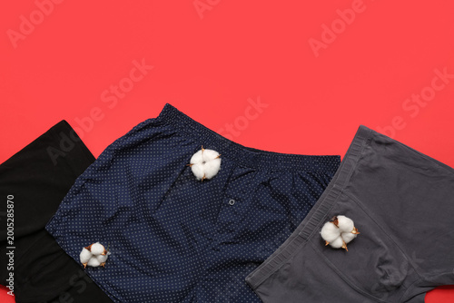 Cotton male trunks on red b...