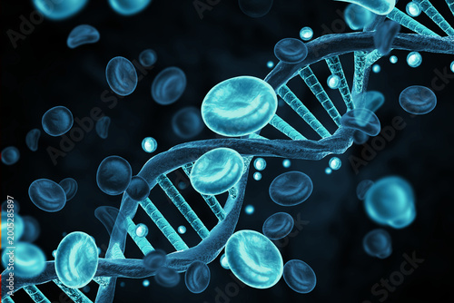 Foto Biological DNA structure with gene mutation concept