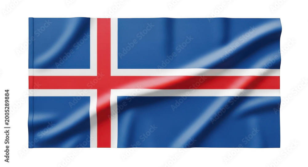 Fototapeta premium Waving flag of iceland isolated on transparent background