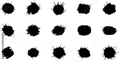 Black ink splashes and smudges isolated on transparent background, abstract eps.