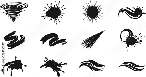 Set of abstract black silhouettes. graphic elements collection in eps format for your design.