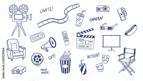 Canvas Print Cinema doodle, movie background