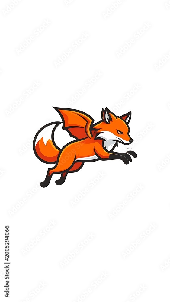 Obraz premium A cartoon fox with wings runs