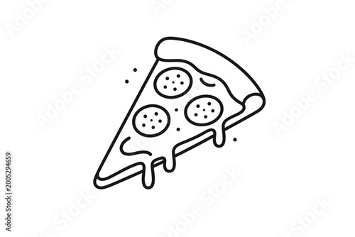 Fotografía Minimalist line art illustration of a delicious pizza slice with pepperoni toppings and melting cheese, simple flat vector icon design for food menus, restaurant branding, and graphic design