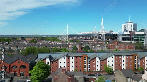 April 30th, 2026. Aerial View of Cardiff City Centre and Buildings at Downtown. Cardiff is Capital City of Wales and Eleventh Largest City of United Kingdom. 