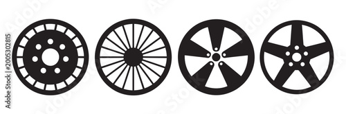 Fotografi Car rim icon vector illustration, detailed wheel emblem