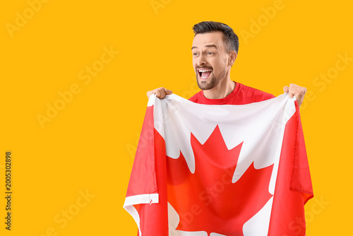 Handsome man with flag of C...