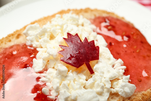 Tasty toast on plate, close...