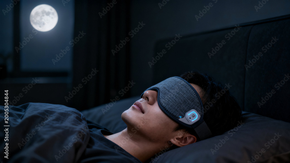 Obraz premium Serene Slumber Under the Moon: A peaceful scene of a person deep in sleep under the tranquil glow of the moon. This image captures the essence of relaxation and the importance of rest.