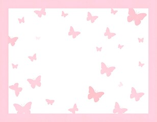 A pink-bordered rectangle with scattered pink butterflies on white