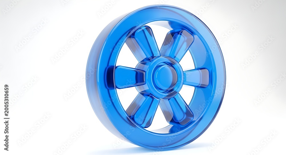 Fototapeta premium Blue Plastic Wheel Closeup.