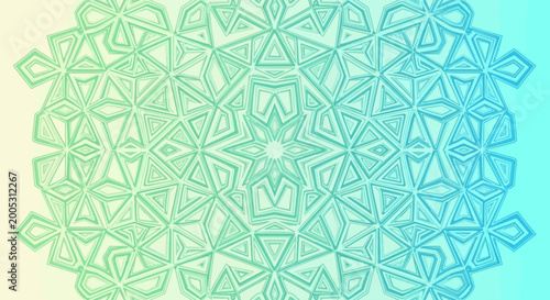 Light Green Blue Intricate Geometric Star Floral Pattern Background
