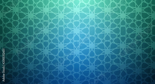Refreshing Blue Green Gradient Islamic Geometric Star Pattern Background
