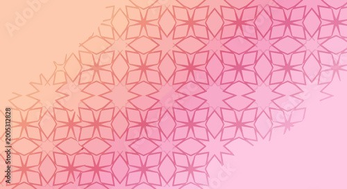 Gentle Light Pink Peach Gradient Islamic Geometric Star Corner Pattern